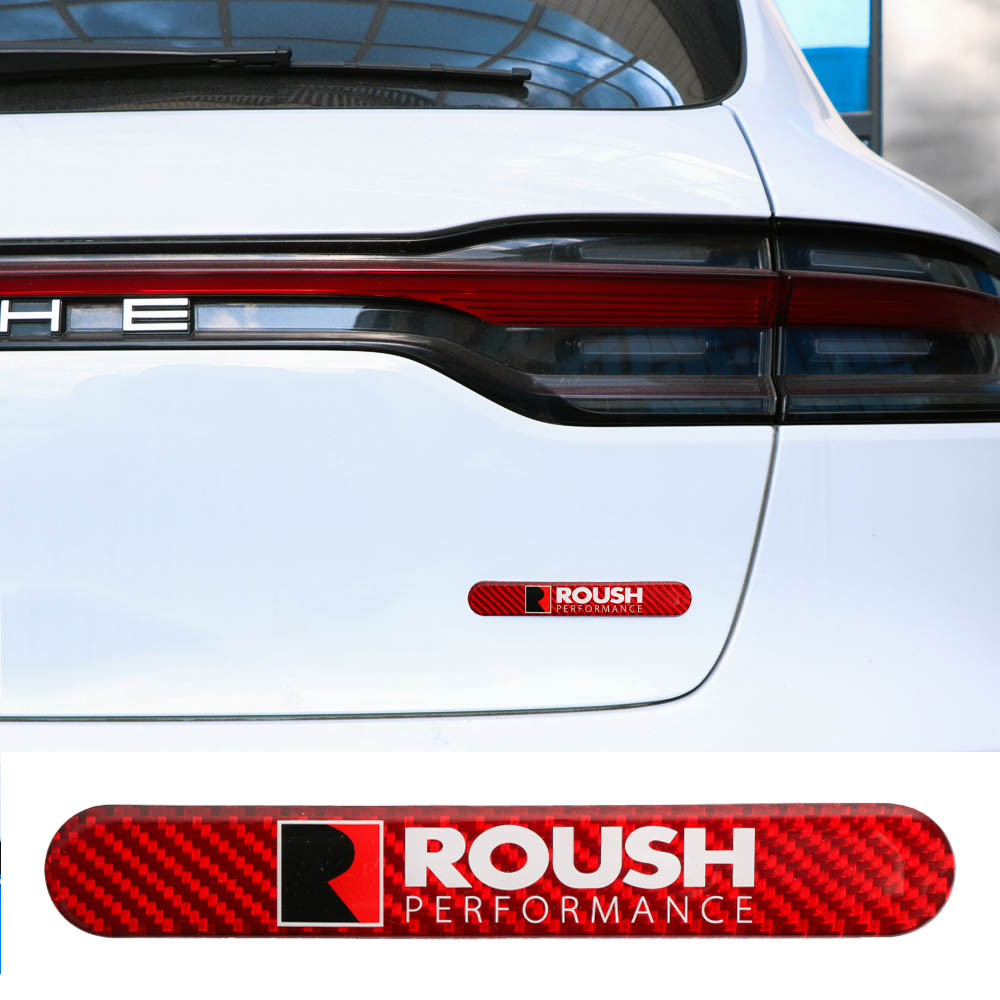 Brand New 1PCS ROUSH Real Carbon Fiber Red Car Trunk Side Fenders Door Badge Scratch Guard Sticker