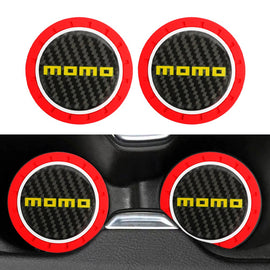 Brand New 2PCS Momo Real Carbon Fiber Car Cup Holder Pad Water Cup Slot Non-Slip Mat Universal