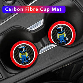 Brand New 2PCS Spoon Sports Racer Real Carbon Fiber Car Cup Holder Pad Water Cup Slot Non-Slip Mat Universal