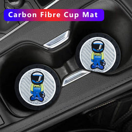 Brand New 2PCS Spoon Sports Racer Real Carbon Fiber Car Cup Holder Pad Water Cup Slot Non-Slip Mat Universal