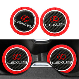 Brand New 2PCS LEXUS Real Carbon Fiber Car Cup Holder Pad Water Cup Slot Non-Slip Mat Universal