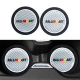 Brand New 2PCS Ralliart Real Carbon Fiber Car Cup Holder Pad Water Cup Slot Non-Slip Mat Universal