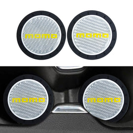 Brand New 2PCS MOMO Real Carbon Fiber Car Cup Holder Pad Water Cup Slot Non-Slip Mat Universal