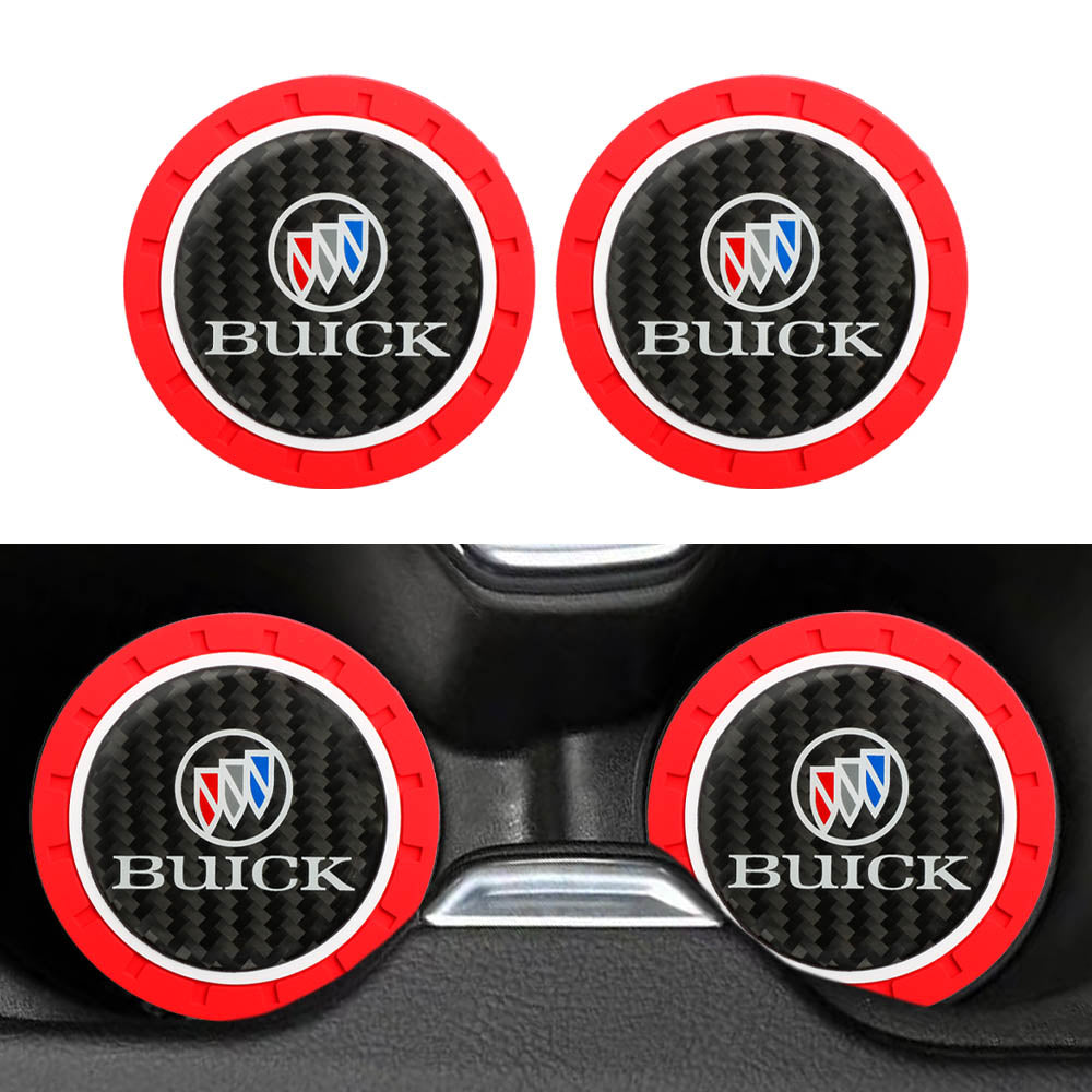 Brand New 2PCS Buick Real Carbon Fiber Car Cup Holder Pad Water Cup Slot Non-Slip Mat Universal