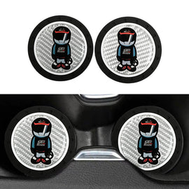 Brand New 2PCS MUGEN RACER Real Carbon Fiber Car Cup Holder Pad Water Cup Slot Non-Slip Mat Universal