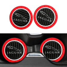 Load image into Gallery viewer, Brand New 2PCS Jaguar Real Carbon Fiber Car Cup Holder Pad Water Cup Slot Non-Slip Mat Universal