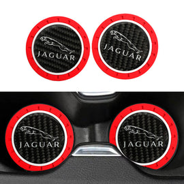 Brand New 2PCS Jaguar Real Carbon Fiber Car Cup Holder Pad Water Cup Slot Non-Slip Mat Universal