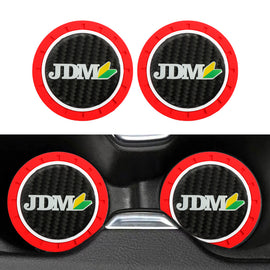 Brand New 2PCS JDM Real Carbon Fiber Car Cup Holder Pad Water Cup Slot Non-Slip Mat Universal