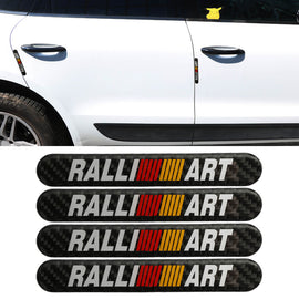 Brand New 4PCS Ralliart Real Carbon Fiber Black Car Trunk Side Fenders Door Badge Scratch Guard Sticker