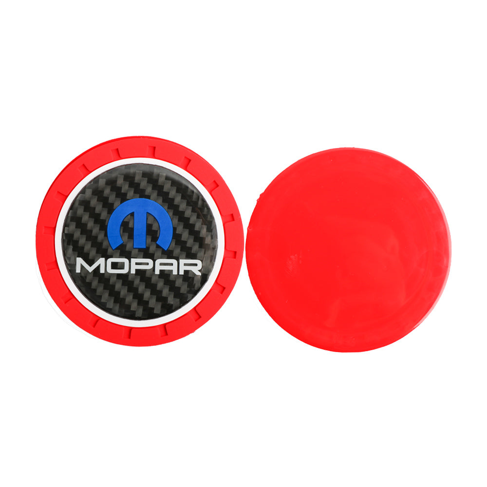 Brand New 2PCS Mopar Real Carbon Fiber Car Cup Holder Pad Water Cup Slot Non-Slip Mat Universal