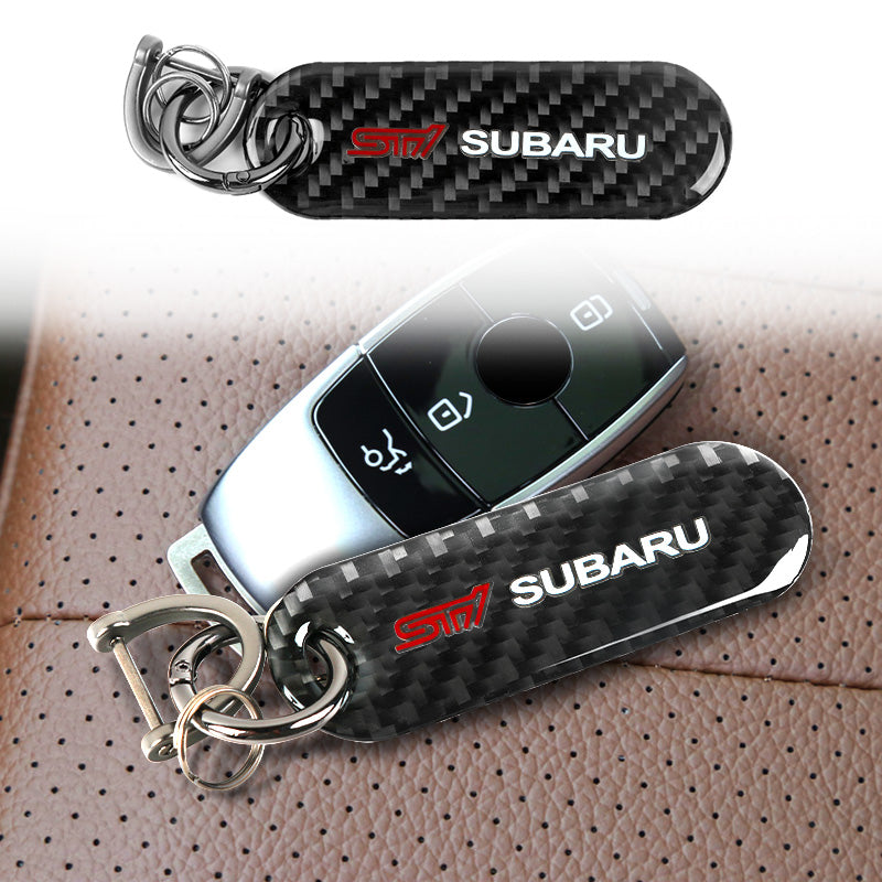 Brand New Universal 100% Real Carbon Fiber Keychain Key Ring For Subaru