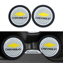 Brand New 2PCS Chevrolet Real Carbon Fiber Car Cup Holder Pad Water Cup Slot Non-Slip Mat Universal