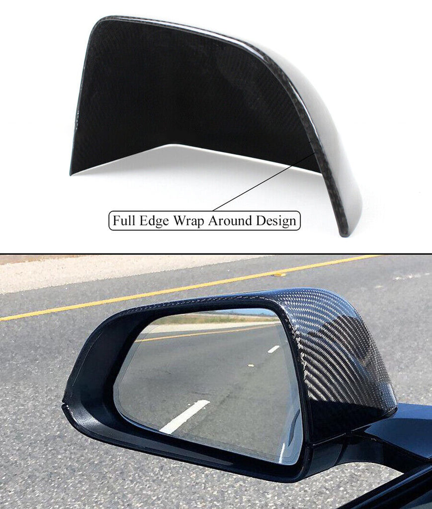 Brand New Real Carbon Fiber Car Side Mirror Add On Cover Caps For 2020-2023 Tesla Model Y