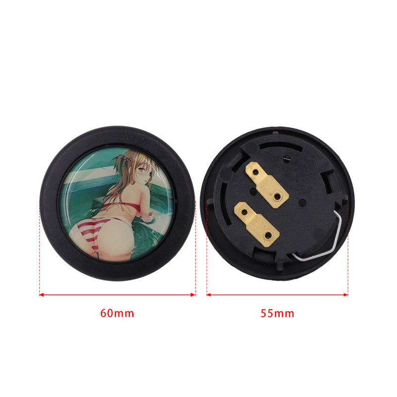 Brand New Universal Anime Hentai Car Horn Button Black Steering Wheel Center Cap