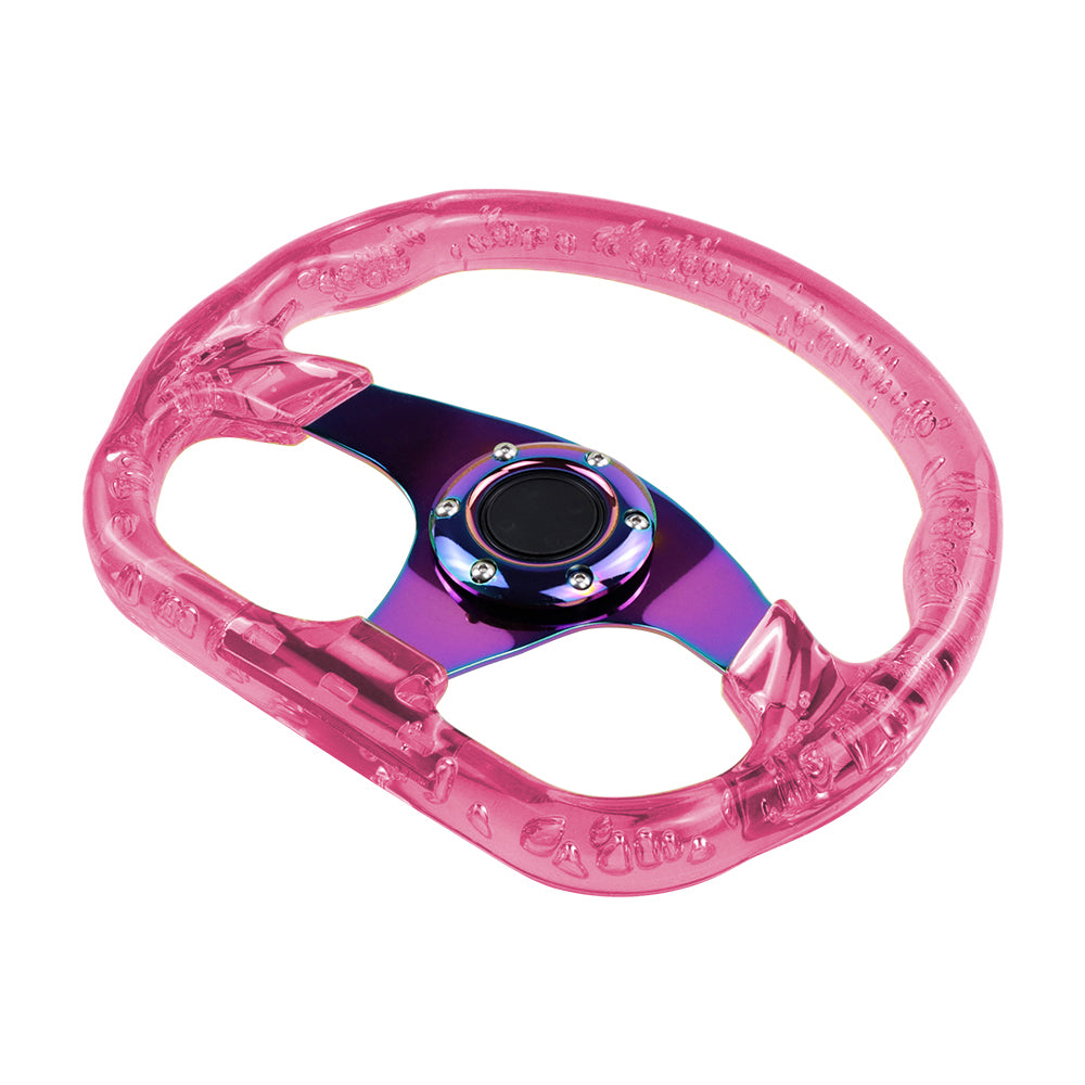 Brand New JDM Universal 6-Hole 326mm Vip Pink Crystal Bubble Neo Spoke Steering Wheel