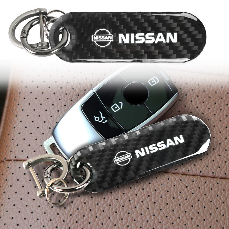 Brand New Universal 100% Real Carbon Fiber Keychain Key Ring For Nissan