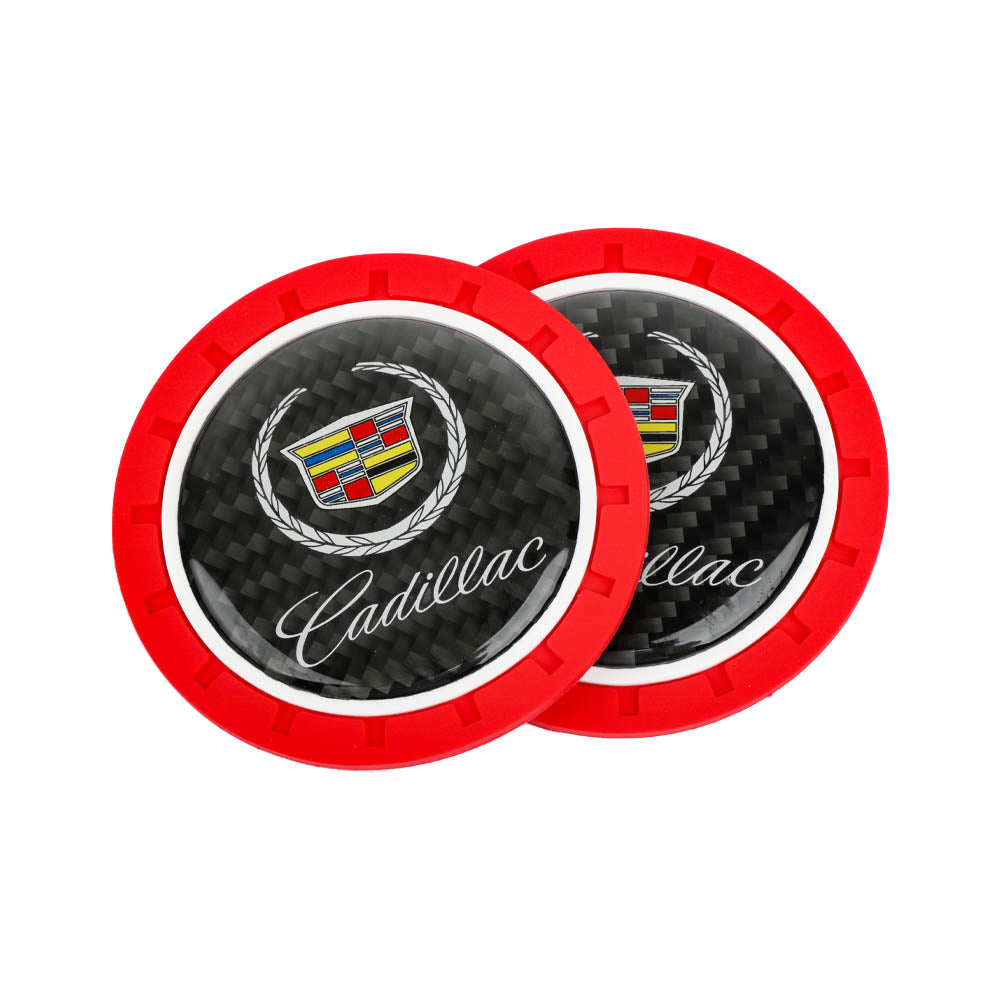 Brand New 2PCS Cadillac Real Carbon Fiber Car Cup Holder Pad Water Cup Slot Non-Slip Mat Universal