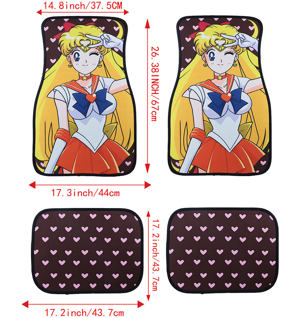 Brand New 4PCS UNIVERSAL ANIME SAILOR VENUS Racing Fabric Car Floor Mats Interior Carpets