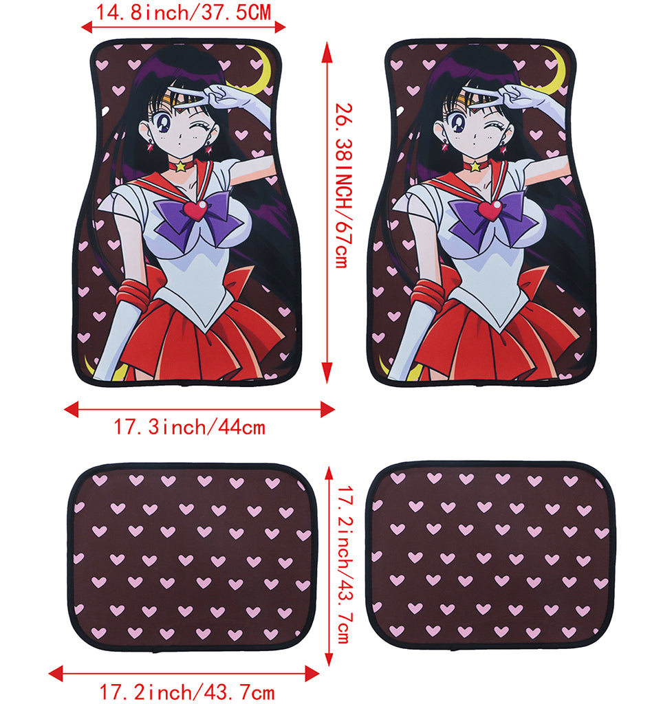 Brand New 4PCS UNIVERSAL ANIME SAILOR MARS Racing Fabric Car Floor Mats Interior Carpets