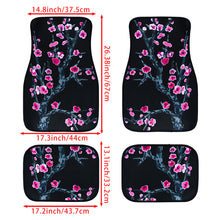 Load image into Gallery viewer, Brand New Universal 4PCS SAKURA FLOWER Racing Black Fabric Car Floor Mats Interior Carpets