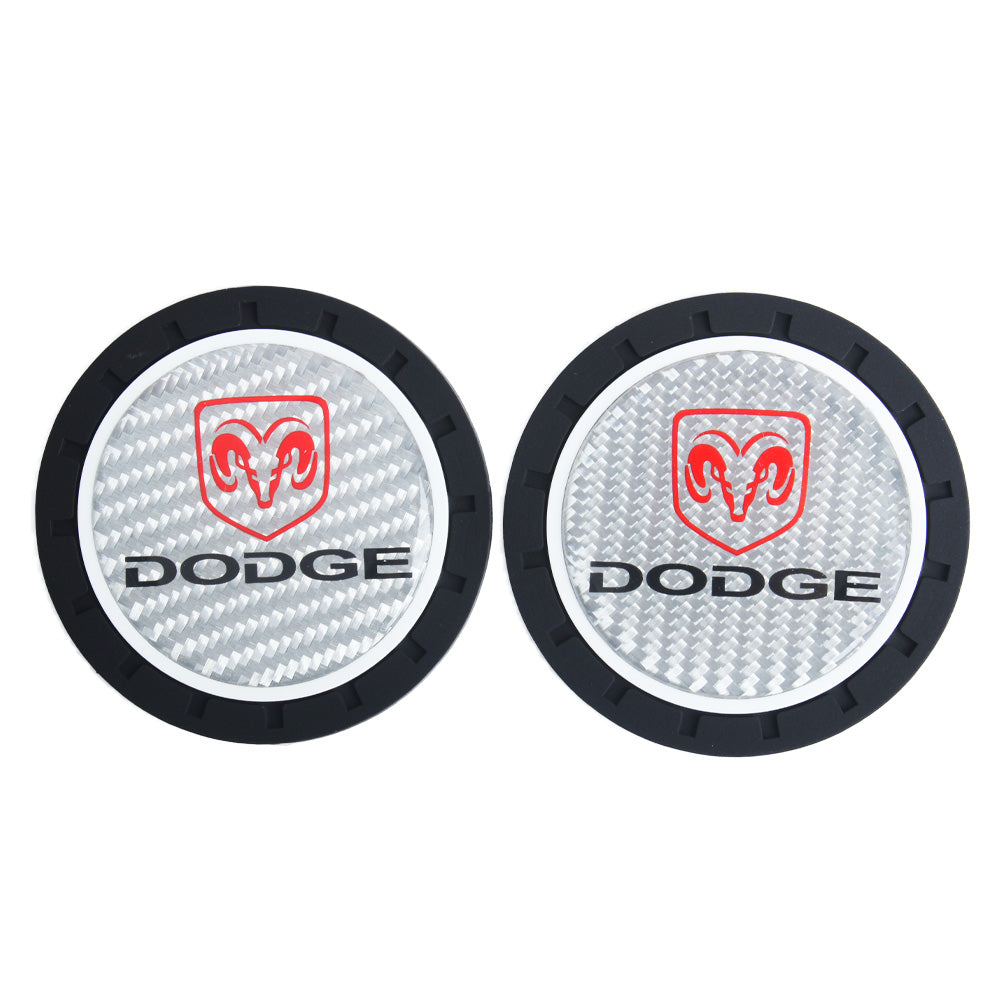 Brand New 2PCS Dodge Real Carbon Fiber Car Cup Holder Pad Water Cup Slot Non-Slip Mat Universal