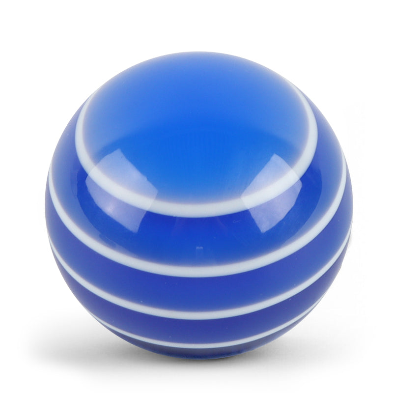 Brand New Jdm Universal Glossy Blue W/White Stripes Round Ball Shifter Shift Knob M8 M10 M12