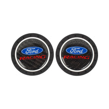 Load image into Gallery viewer, Brand New 2PCS Ford Racing Real Carbon Fiber Car Cup Holder Pad Water Cup Slot Non-Slip Mat Universal