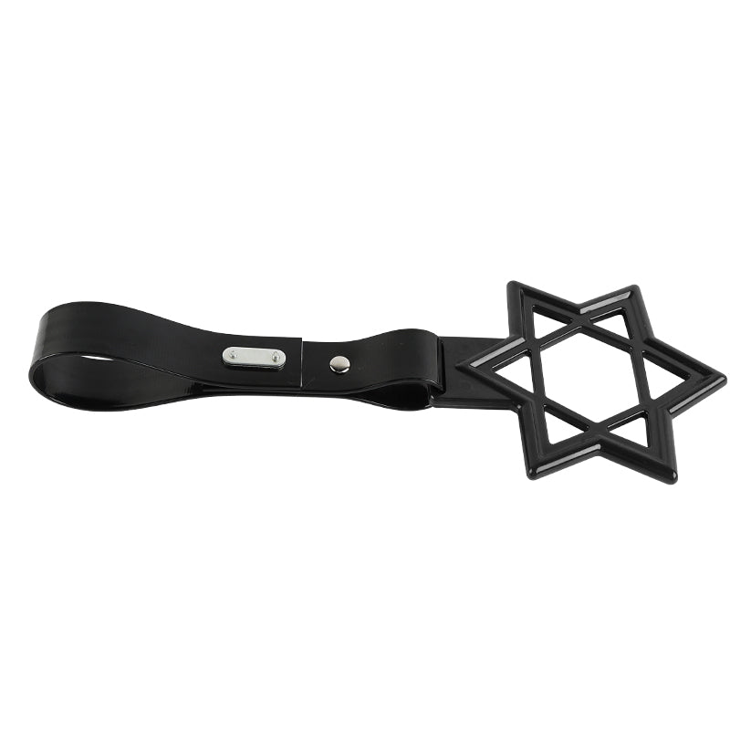 Brand New Hexagram Shaped Black JDM TSURIKAWA Subway Bus Black Handle Strap Charm Drift