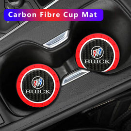 Brand New 2PCS Buick Real Carbon Fiber Car Cup Holder Pad Water Cup Slot Non-Slip Mat Universal