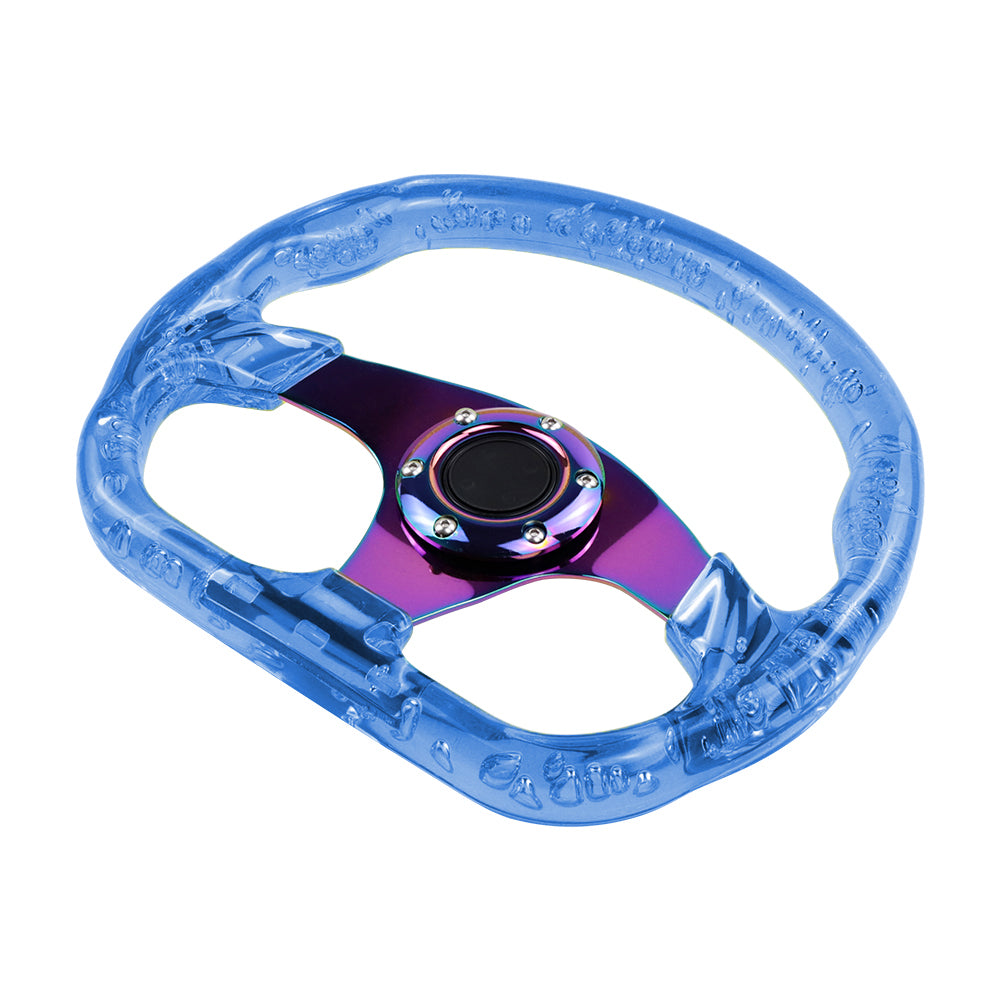 Brand New JDM Universal 6-Hole 326mm Vip Blue Crystal Bubble Neo Spoke Steering Wheel