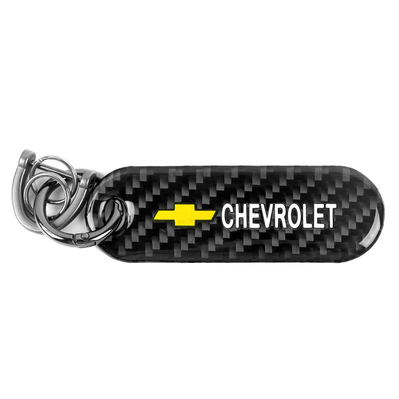 Brand New Universal 100% Real Carbon Fiber Keychain Key Ring For Chevrolet