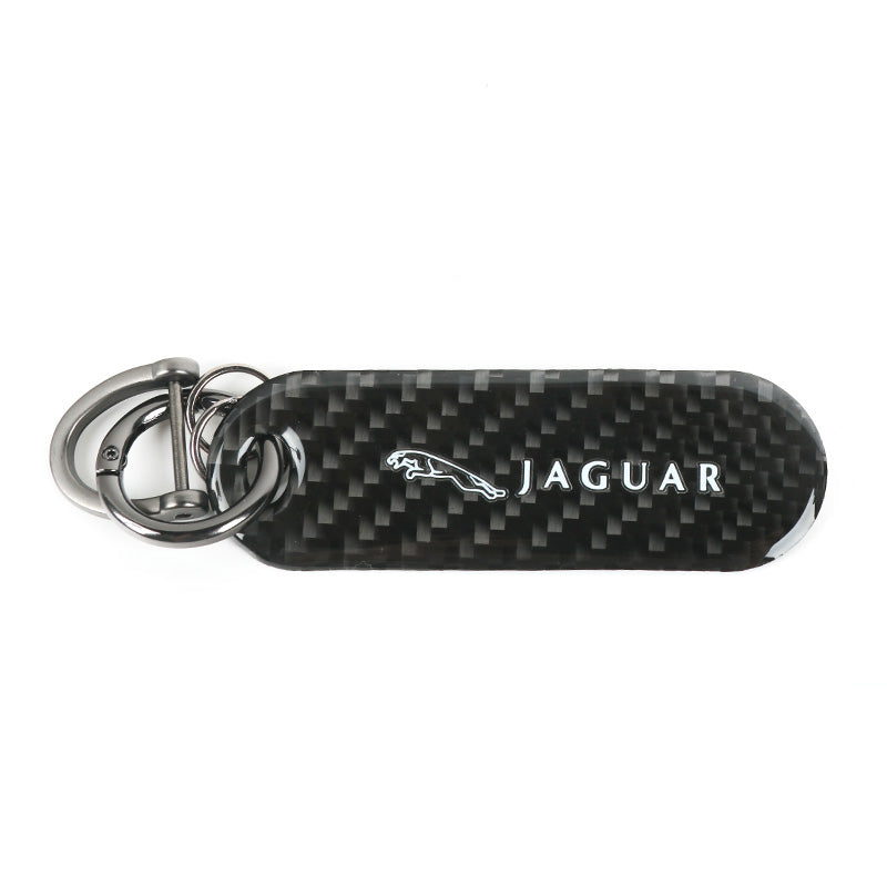 Brand New Universal 100% Real Carbon Fiber Keychain Key Ring For Jaguar