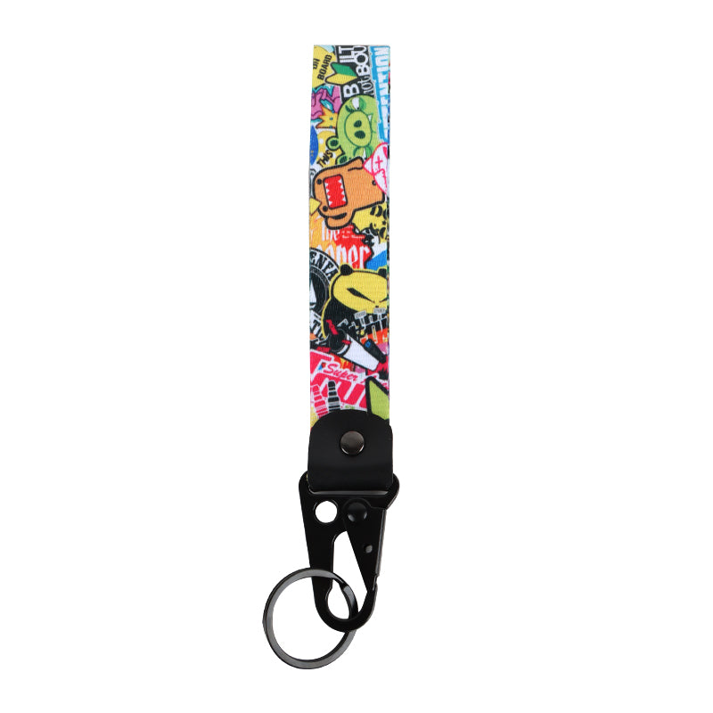 BRAND NEW Stickerbomb Racing Keychain Metal key Ring Hook Strap Lanyard Universal