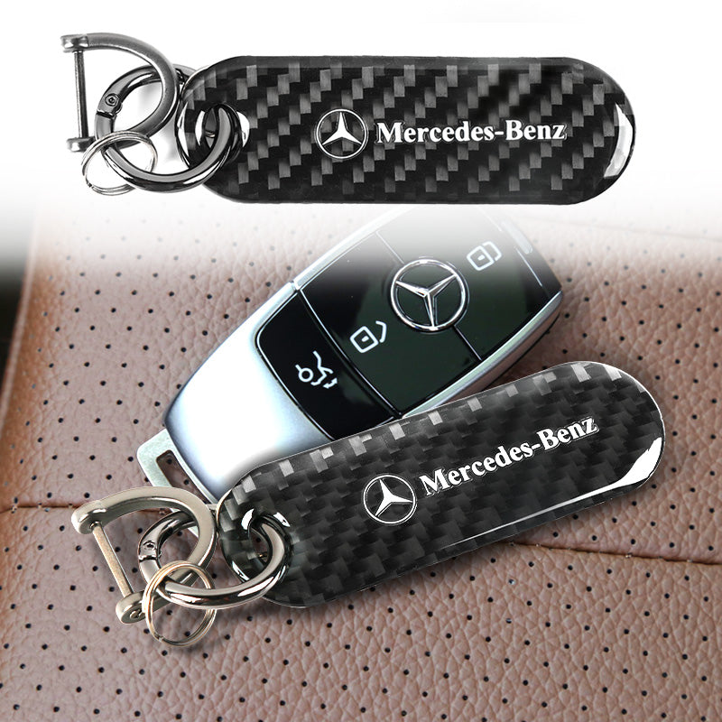 Brand New Universal 100% Real Carbon Fiber Keychain Key Ring For Mercedes-Benz