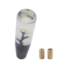 Brand New 1PCS Universal 20CM JDM Clear White Real Flowers Manual Car Black Base Racing Stick Shift Knob M8 M10 M12