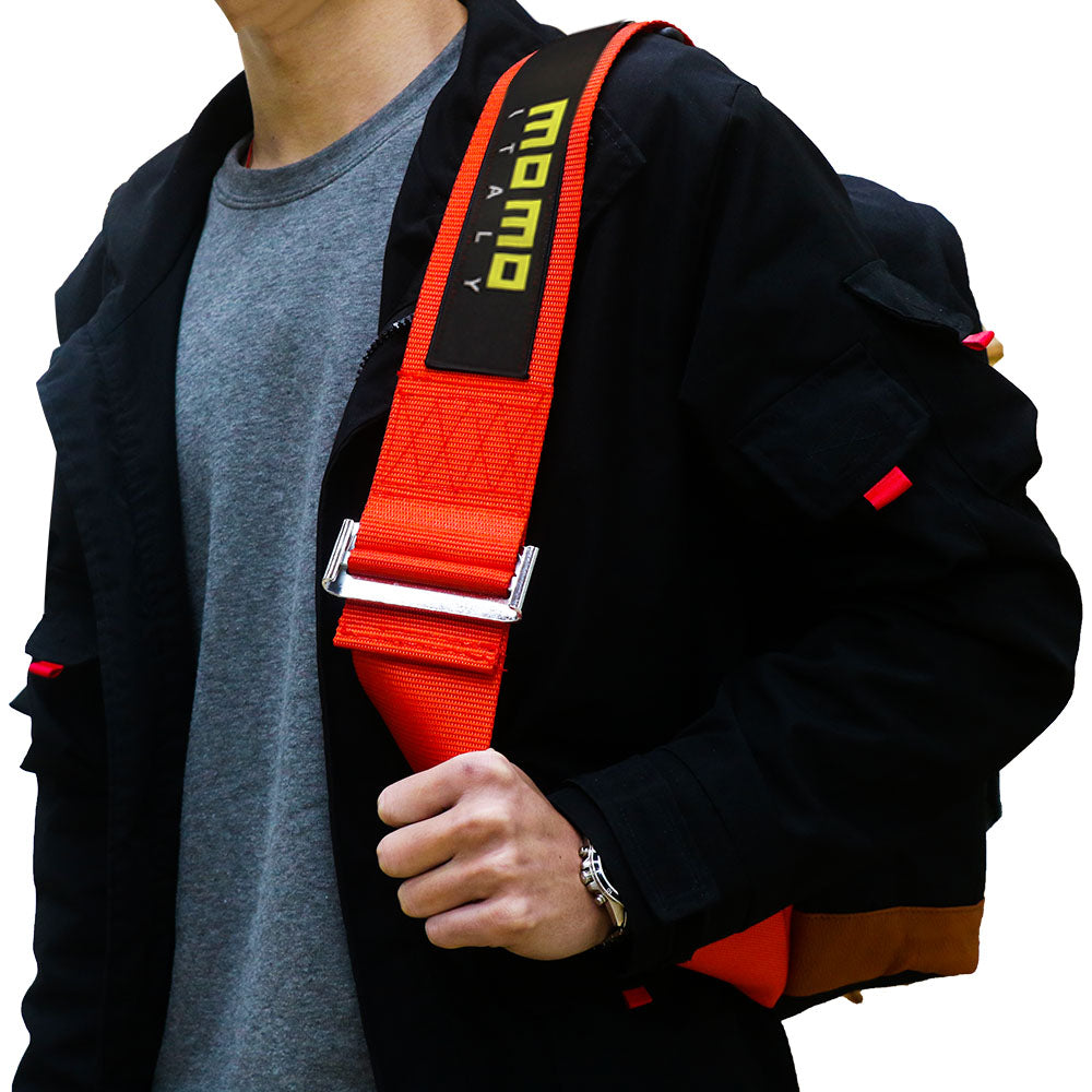 Brand New JDM Momo Bride Racing Red Harness Adjustable Shoulder Strap Back Pack