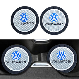 Brand New 2PCS Volkswagen Real Carbon Fiber Car Cup Holder Pad Water Cup Slot Non-Slip Mat Universal