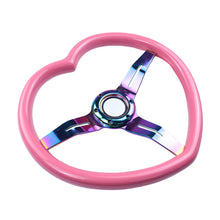 Load image into Gallery viewer, Brand New 350mm 13.77&quot; Universal Heart Shaped Pink ABS Racing Steering Wheel Neo Chrome Spoke