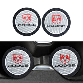 Brand New 2PCS Dodge Real Carbon Fiber Car Cup Holder Pad Water Cup Slot Non-Slip Mat Universal