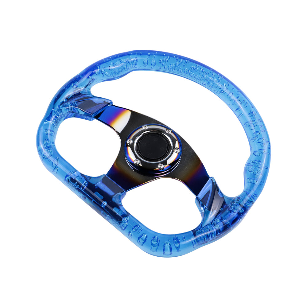 Brand New JDM Universal 6-Hole 326mm Vip Blue Crystal Bubble Burnt Blue Steering Wheel