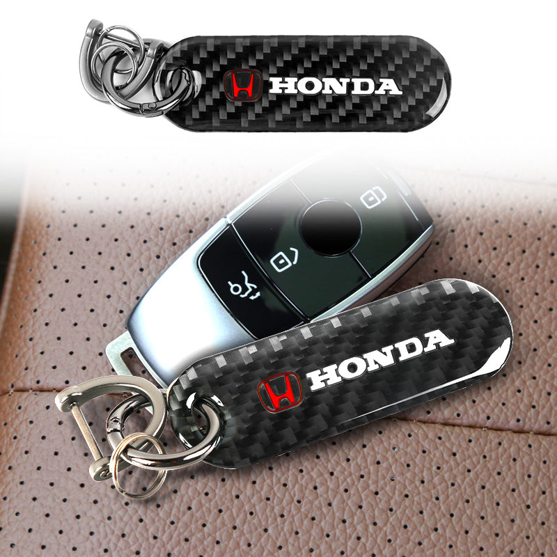 Brand New Universal 100% Real Carbon Fiber Keychain Key Ring For Honda