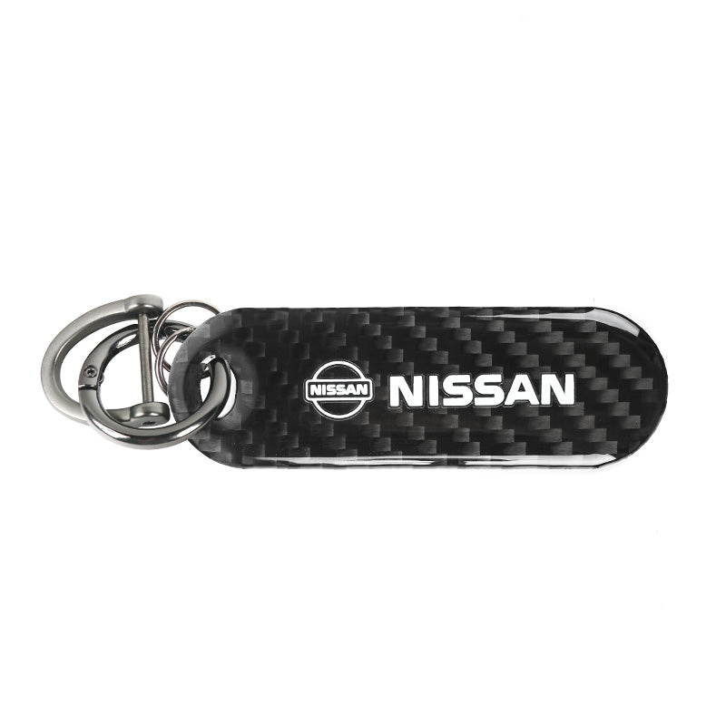 Brand New Universal 100% Real Carbon Fiber Keychain Key Ring For Nissan