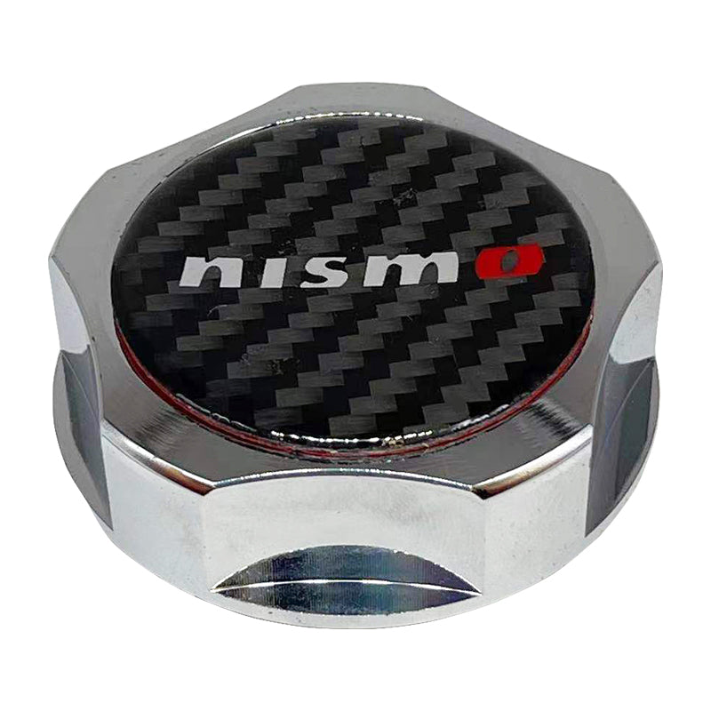 Brand New Jdm Chrome Engine Oil Cap With Real Carbon Fiber Nismo Sticker Emblem For Nissan