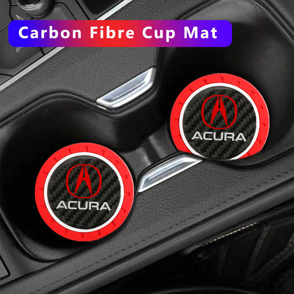 Brand New 2PCS Acura Real Carbon Fiber Car Cup Holder Pad Water Cup Slot Non-Slip Mat Universal
