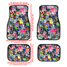 Load image into Gallery viewer, Brand New 4PCS UNIVERSAL JDM STICKERBOMB Racing Fabric Car Floor Mats Interior Carpets