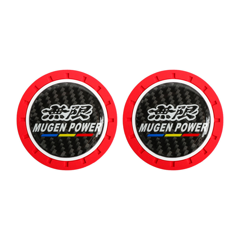Brand New 2PCS Mugen Real Carbon Fiber Car Cup Holder Pad Water Cup Slot Non-Slip Mat Universal