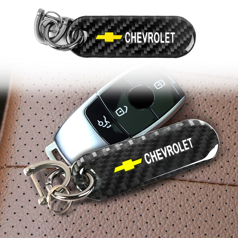 Brand New Universal 100% Real Carbon Fiber Keychain Key Ring For Chevrolet