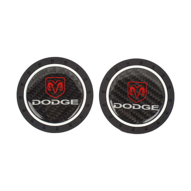 Brand New 2PCS Dodge Real Carbon Fiber Car Cup Holder Pad Water Cup Slot Non-Slip Mat Universal