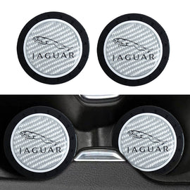 Brand New 2PCS Jaguar Real Carbon Fiber Car Cup Holder Pad Water Cup Slot Non-Slip Mat Universal