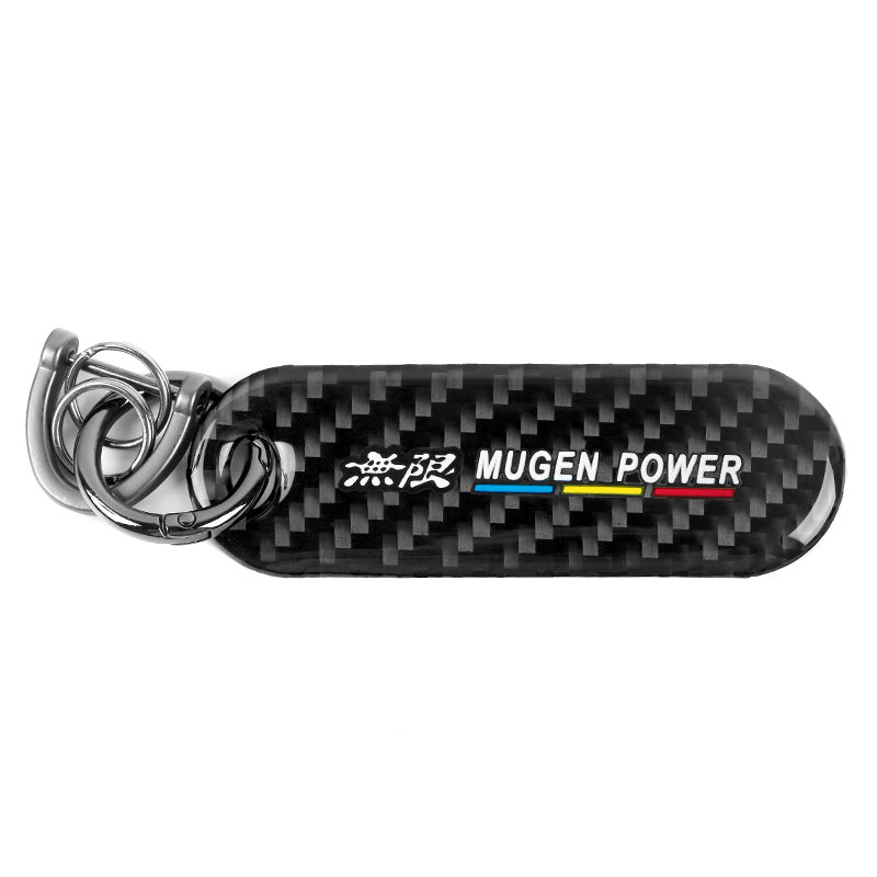 Brand New Universal 100% Real Carbon Fiber Keychain Key Ring Mugen Power